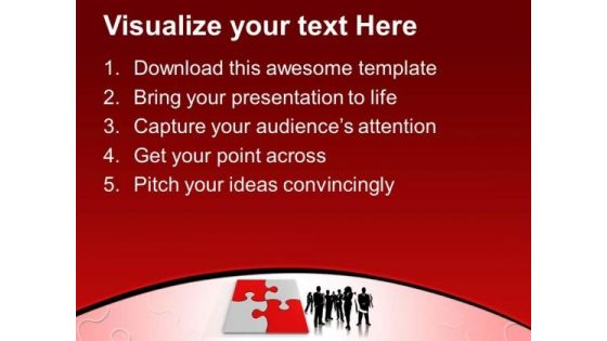 Red Puzzle With Businessmen Standing PowerPoint Templates Ppt Backgrounds For Slides 0313