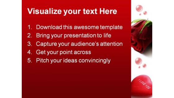 Red Rose And Heart Wedding PowerPoint Templates And PowerPoint Backgrounds 0311