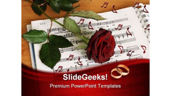 Red Rose Wedding PowerPoint Template 0610