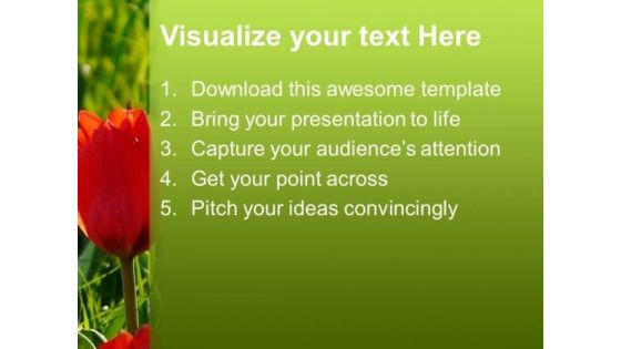 Red Tulip With Green Abstract Background PowerPoint Templates Ppt Backgrounds For Slides 0713