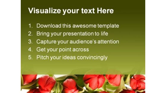 Red Tulips Beauty PowerPoint Template 0810
