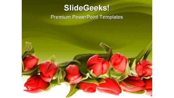 Red Tulips Beauty PowerPoint Template 0810