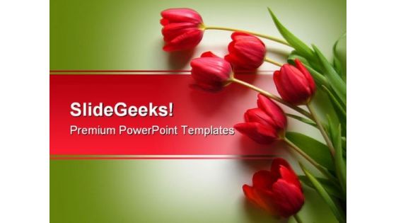 Red Tulips Nature PowerPoint Template 0610