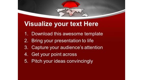 Red Umbrella Shows Danger On World PowerPoint Templates Ppt Backgrounds For Slides 0313