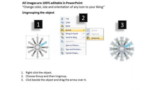 Regular Demonstration Of 12 Diverging Arrows Circular Flow Motion Chart PowerPoint Templates
