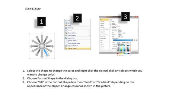 Regular Demonstration Of 12 Diverging Arrows Circular Process Diagram PowerPoint Templates