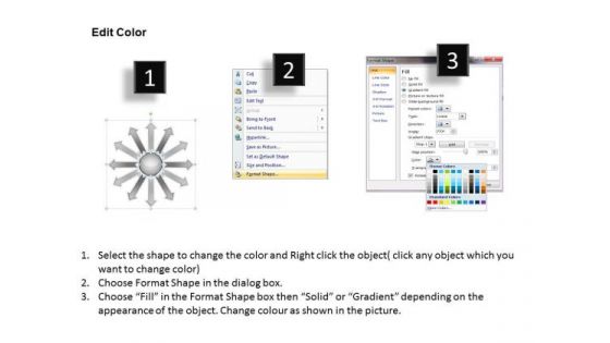 Regular Demonstration Of 12 Diverging Arrows Ppt Circular Flow Diagram PowerPoint Slides