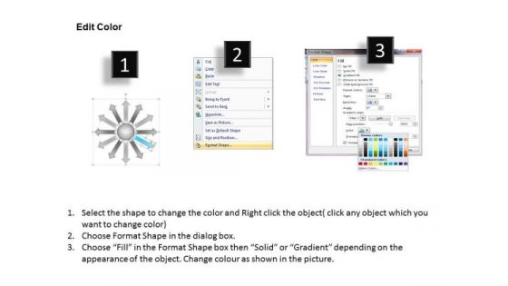 Regular Demonstration Of 12 Diverging Arrows Target Network PowerPoint Templates
