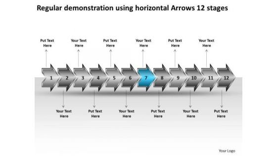 Regular Demonstration Using Horizontal Arrows 12 Stages Free Flow Chart Maker PowerPoint Templates Regular Demonstration Using Horizontal Arrows 12 Stages Free Flow Chart Maker PowerPoint Templates