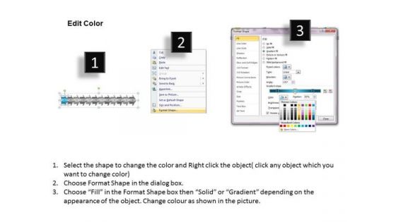 Regular Demonstration Using Horizontal Arrows 12 Stages Make Flow Chart PowerPoint Slides