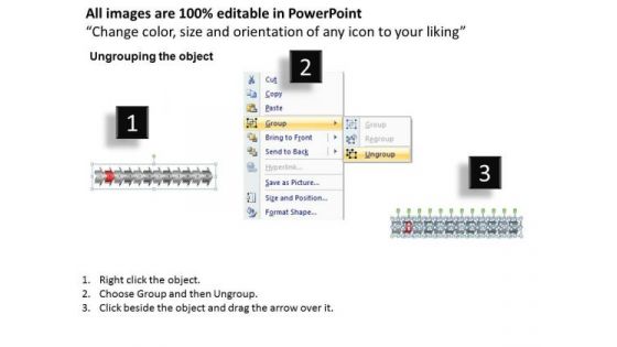 Regular Demonstration Using Horizontal Arrows 12 Stages Visio Flow Charts PowerPoint Slides