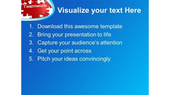 Rendering Of A Forming Puzzle With Word Teamwork PowerPoint Templates And PowerPoint Themes 1012