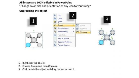 Representation Of Four Diverging Factors Circular Flow Motion Diagram PowerPoint Templates