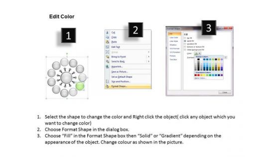 Representing Diverging Circular Flow Chart PowerPoint Templates