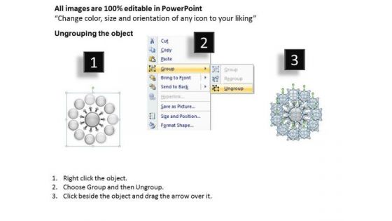Representing Diverging Circular Flow Chart Relative Cycle Arrow Diagram PowerPoint Slides