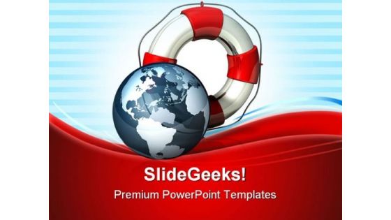 Rescue Icon World Globe PowerPoint Themes And PowerPoint Slides 0811