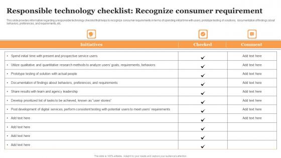 Responsible Technology Checklist Recognize Consumer Guide For Ethical Technology Themes Pdf Responsible Technology Checklist Recognize Consumer Guide For Ethical Technology Themes Pdf