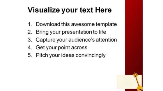 Retro Key On Paper Card Security PowerPoint Templates And PowerPoint Backgrounds 0211