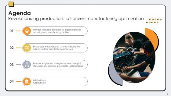 Revolutionizing Production IoT Driven Manufacturing Optimization Ppt Slide