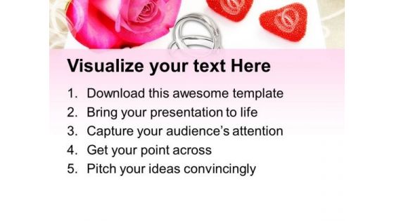 Rings And Flower With Rose To Show Love PowerPoint Templates Ppt Backgrounds For Slides 0313