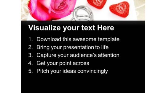 Rings And Flower With Rose To Show Love PowerPoint Templates Ppt Backgrounds For Slides 0313