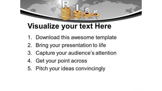 Risk On Stack Of Golden Coins Wealth PowerPoint Templates Ppt Backgrounds For Slides 0313