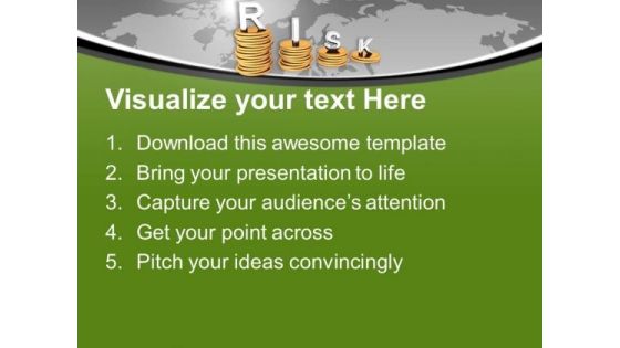 Risk On Stack Of Golden Coins Wealth PowerPoint Templates Ppt Backgrounds For Slides 0313