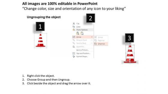 Roadmap With Traffic Cones PowerPoint Template