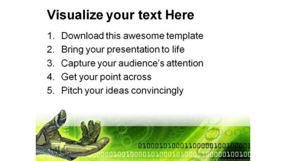 Robot Hand Technology PowerPoint Template 0510