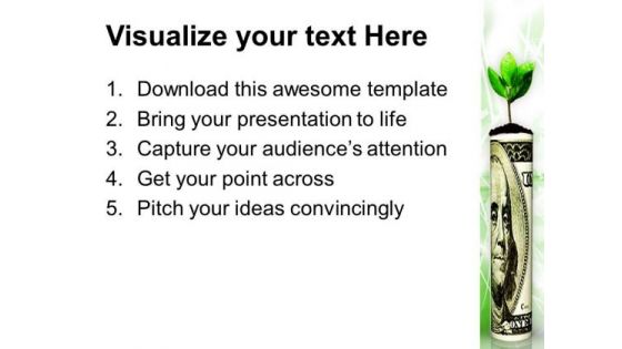 Roll Of Money With A Plant PowerPoint Templates Ppt Backgrounds For Slides 0213