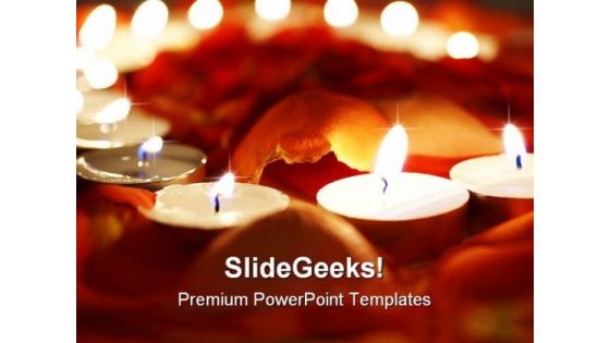 Rose Leaves With Candles Festival PowerPoint Templates And PowerPoint Backgrounds 0611