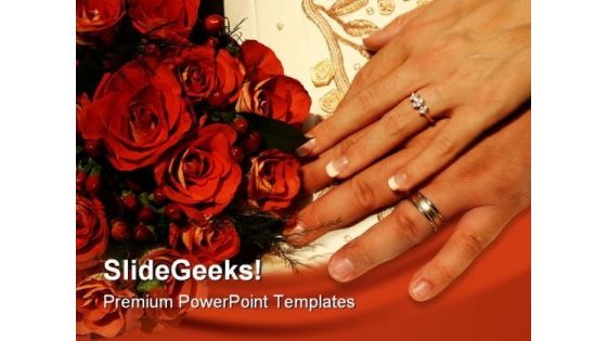 Roses Rings Wedding PowerPoint Template 0610
