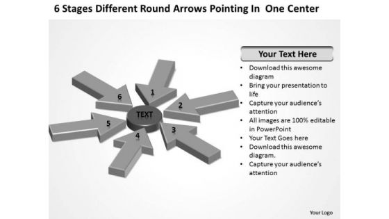 Round Arrows Pointing One Center Small Business Plan Template Free PowerPoint Slides