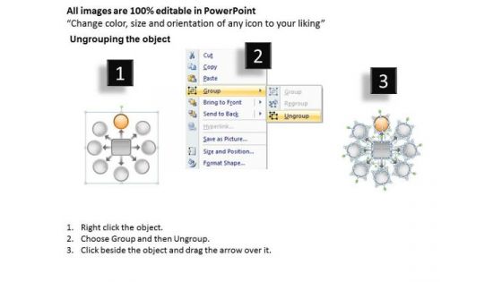 Round Demonstration Of 8 Diverging Process Flows Circular Arrow PowerPoint Slides