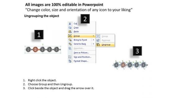 Round Implementation Of 5 Steps Involved Process Create Flow Chart PowerPoint Templates