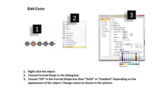 Round Implementation Of 5 Steps Involved Process Create Flow Chart PowerPoint Templates