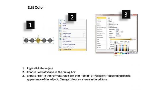Round Implementation Of 5 Steps Involved Process Flow Chart Business Plan PowerPoint Slides