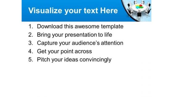 Round Table Meeting With Puzzle Or Jigsaw PowerPoint Templates And PowerPoint Themes 0612