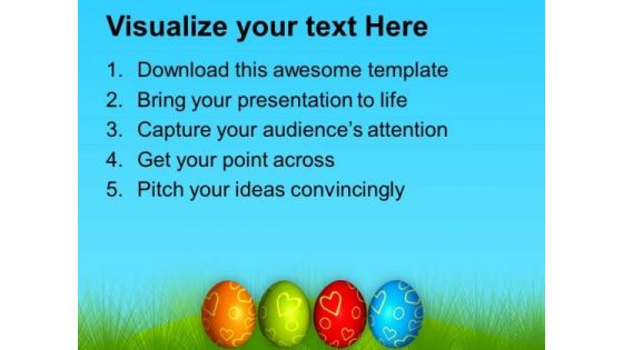 Row Of Colorful Easter Eggs Festival PowerPoint Templates Ppt Backgrounds For Slides 0313