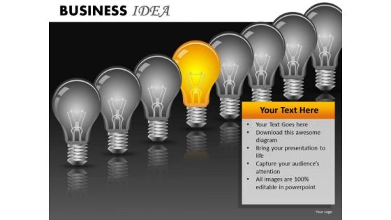 Row Of Light Bulbs PowerPoint Ppt Templates