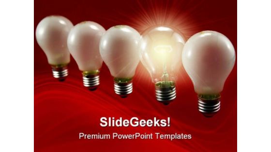 Row Of Light Bulbs Technology PowerPoint Themes And PowerPoint Slides 0211