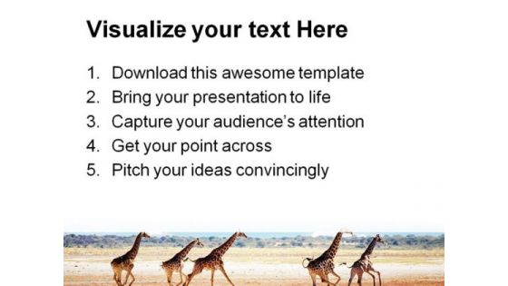 Running Giraffes Animals PowerPoint Templates And PowerPoint Backgrounds 0611