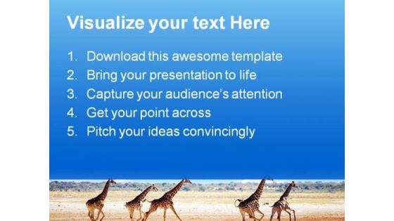 Running Giraffes Animals PowerPoint Templates And PowerPoint Backgrounds 0611