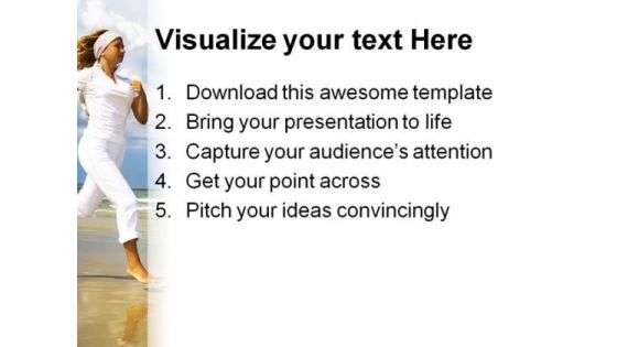 Running On Beach Health PowerPoint Template 1110