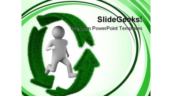Running Person On Recycle Environment PowerPoint Themes And PowerPoint Slides 0411