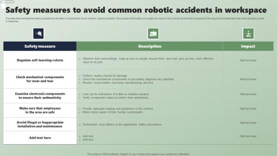 Safety Measures To Avoid Common Robotic Applications Of Industrial Robots Demonstration Pdf Safety Measures To Avoid Common Robotic Applications Of Industrial Robots Demonstration Pdf