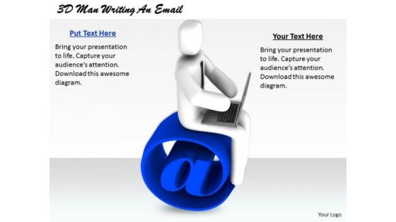 Sales Concepts 3d Man Writing Email Business Statement