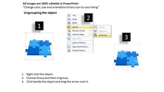 Sales Diagram 3d 4 Pieces 2x2 Rectangular Jigsaw Puzzle Matrix Consulting Diagram