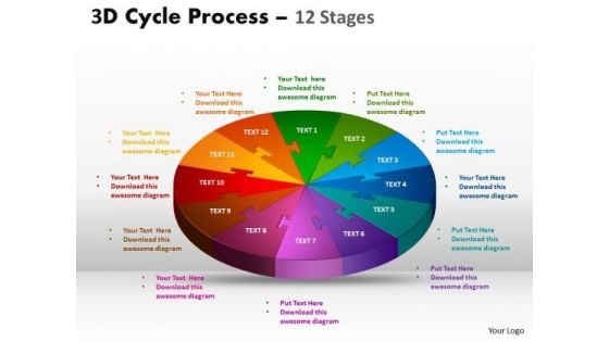 Sales Diagram 3d Cycle Process Flow Chart 12 Stages Mba Models And Frameworks