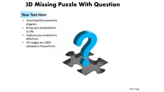 Sales Diagram 3d Missing Puzzle Piece Question Business Finance Strategy Development